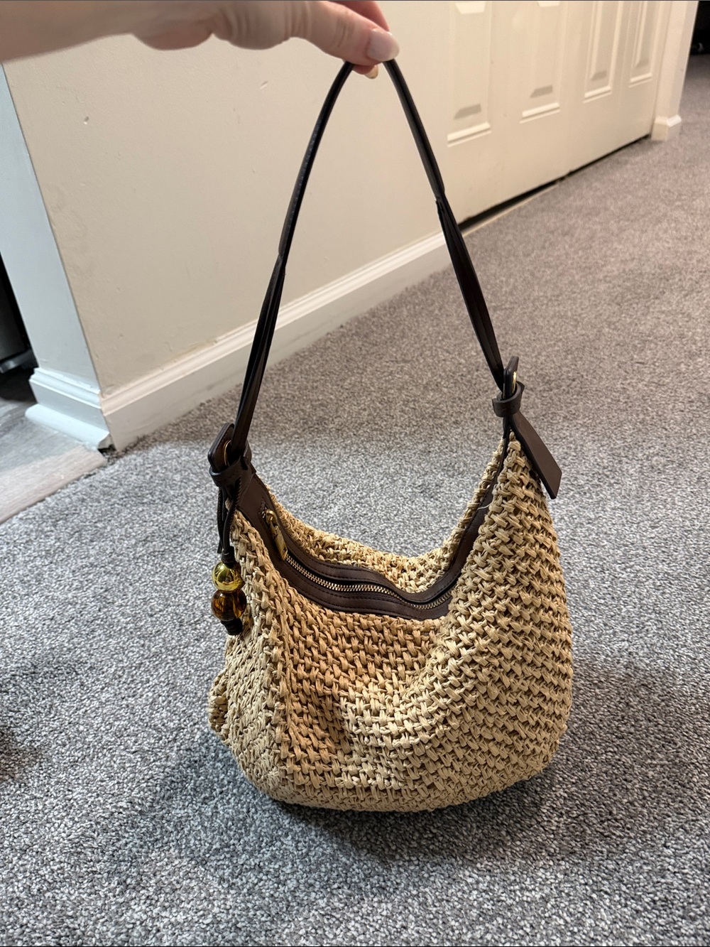 Zara Woven Shoulder Bag w/ Charm - Picture 3 of 7